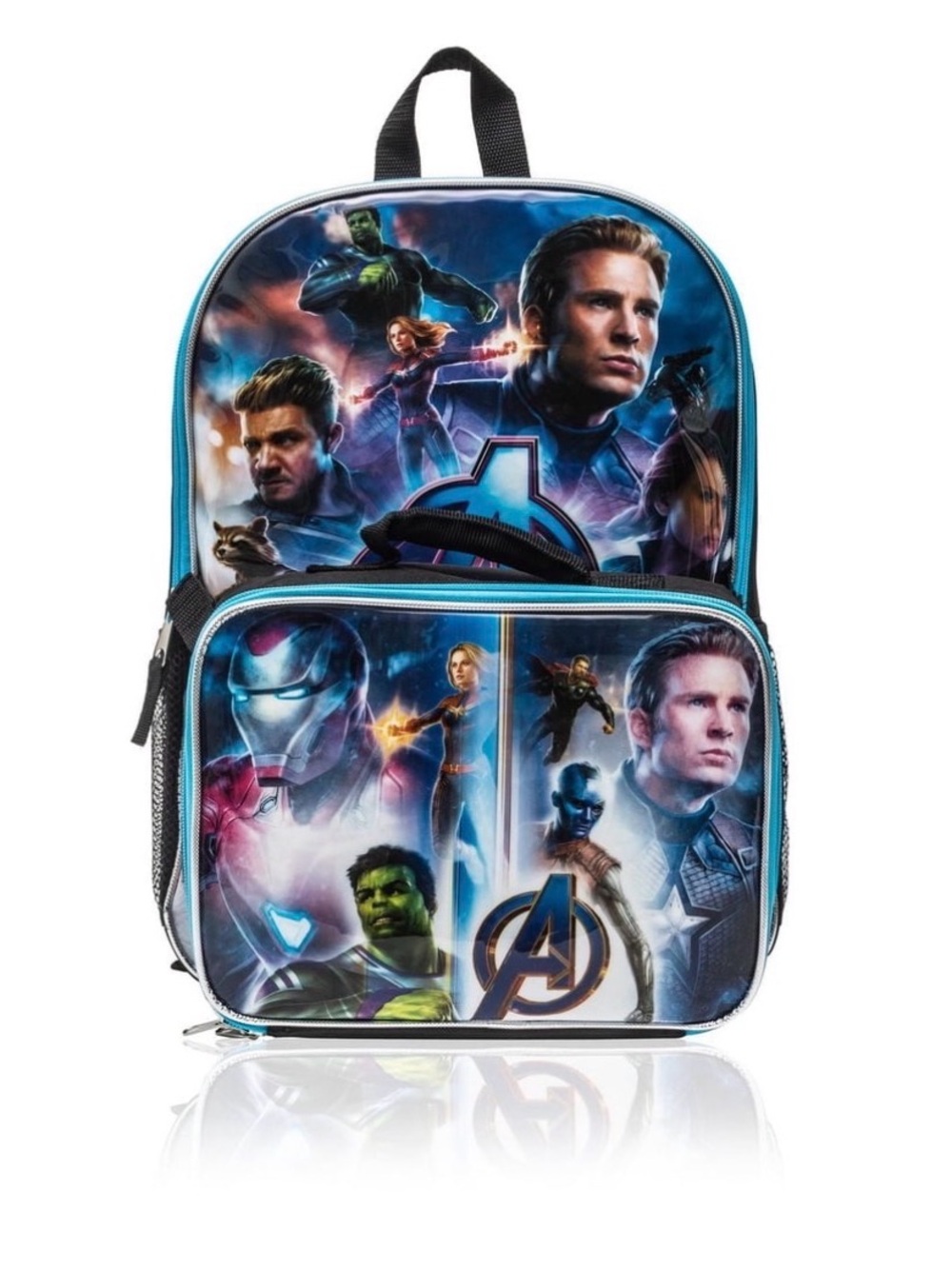 Marvel Avengers Kids Backpack with Lunchbag- Blue Multicolor
